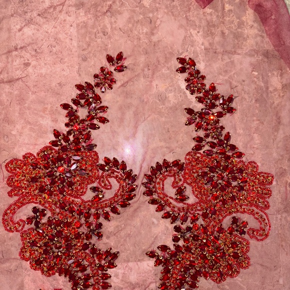 NWOT Shiny Rhinestone Pair Applique Patch for Prom Dress Belt Arts Crafts Sewing - Picture 6 of 10